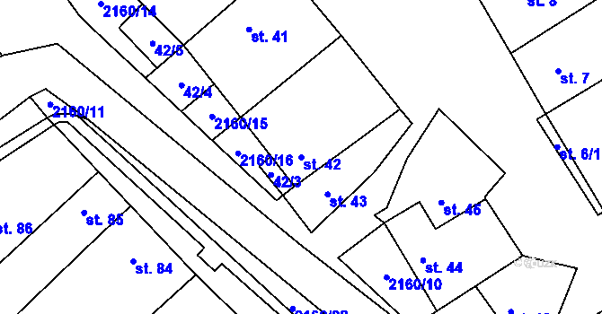 Parcela st. 42 v KÚ Bohdalov, Katastrální mapa