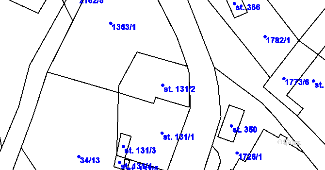 Parcela st. 131/2 v KÚ Bohdalov, Katastrální mapa