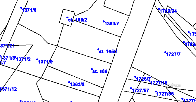 Parcela st. 165 v KÚ Bohdalov, Katastrální mapa