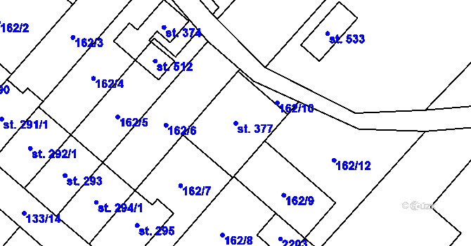 Parcela st. 377 v KÚ Bohdalov, Katastrální mapa