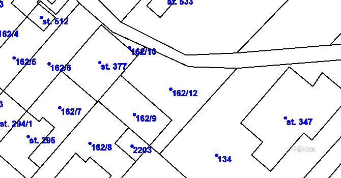 Parcela st. 162/12 v KÚ Bohdalov, Katastrální mapa