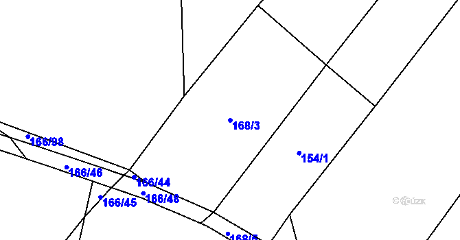 Parcela st. 168/3 v KÚ Bohdalov, Katastrální mapa