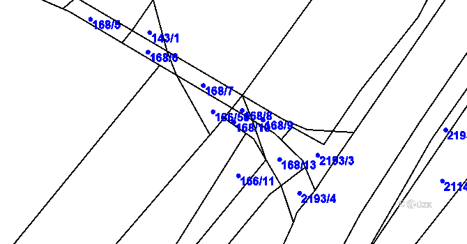 Parcela st. 168/10 v KÚ Bohdalov, Katastrální mapa