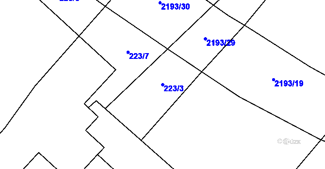 Parcela st. 223/3 v KÚ Bohdalov, Katastrální mapa