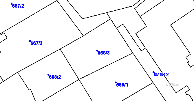 Parcela st. 668/3 v KÚ Bohdalov, Katastrální mapa