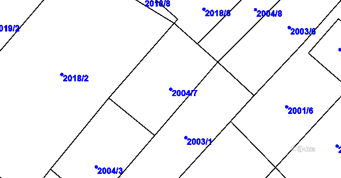 Parcela st. 2004/7 v KÚ Bohdalov, Katastrální mapa