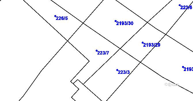 Parcela st. 223/7 v KÚ Bohdalov, Katastrální mapa