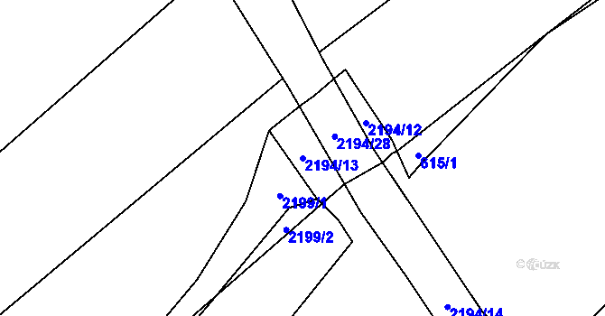 Parcela st. 2194/13 v KÚ Bohdalov, Katastrální mapa