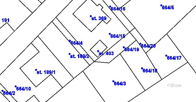 Parcela st. 403 v KÚ Bohdalov, Katastrální mapa