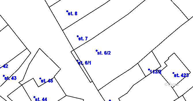 Parcela st. 6/2 v KÚ Bohdalov, Katastrální mapa
