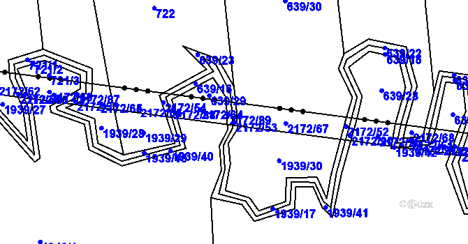 Parcela st. 2172/53 v KÚ Bohdalov, Katastrální mapa