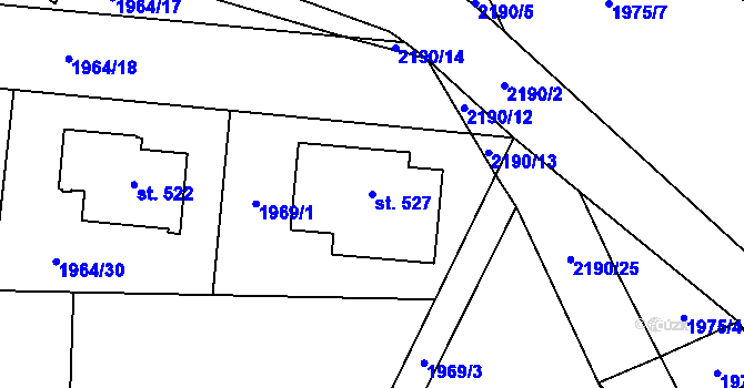 Parcela st. 527 v KÚ Bohdalov, Katastrální mapa
