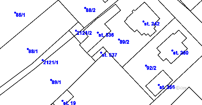 Parcela st. 537 v KÚ Bohdalov, Katastrální mapa