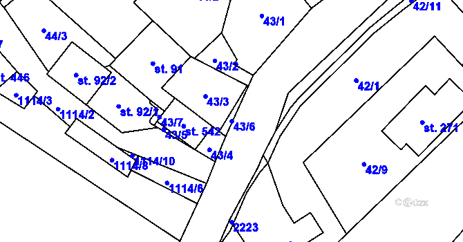 Parcela st. 43/6 v KÚ Bohdalov, Katastrální mapa