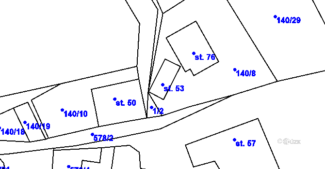 Parcela st. 53 v KÚ Chroustov u Bohdalova, Katastrální mapa
