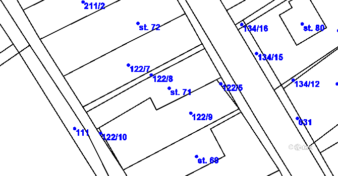 Parcela st. 71 v KÚ Chroustov u Bohdalova, Katastrální mapa