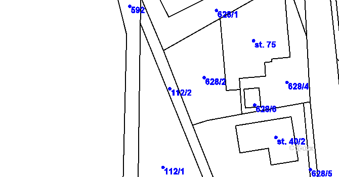 Parcela st. 112/2 v KÚ Chroustov u Bohdalova, Katastrální mapa