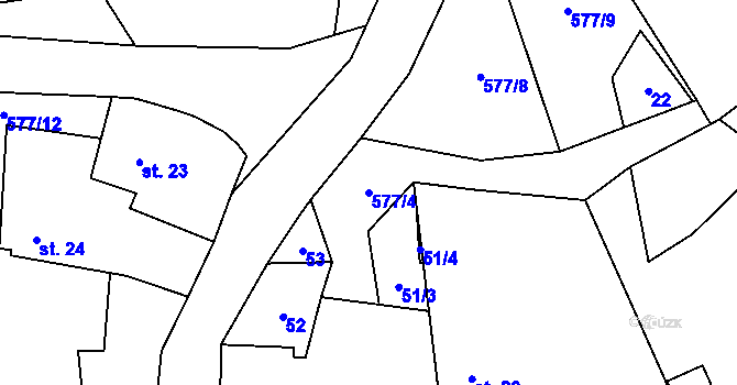 Parcela st. 577/4 v KÚ Chroustov u Bohdalova, Katastrální mapa