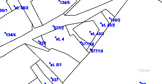 Parcela st. 577/14 v KÚ Chroustov u Bohdalova, Katastrální mapa