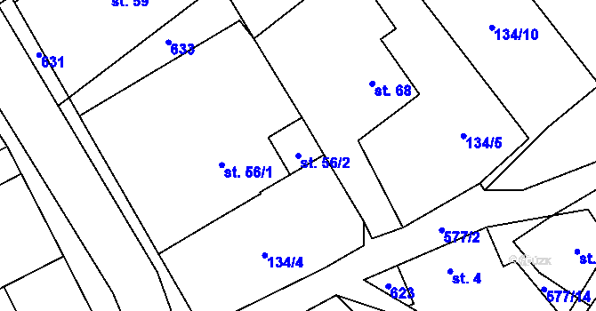 Parcela st. 56/2 v KÚ Chroustov u Bohdalova, Katastrální mapa