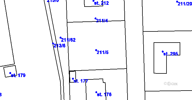 Parcela st. 211/5 v KÚ Bohdaneč u Zbraslavic, Katastrální mapa