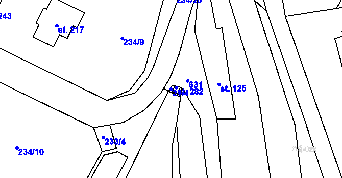 Parcela st. 21/4 v KÚ Bohdaneč u Zbraslavic, Katastrální mapa