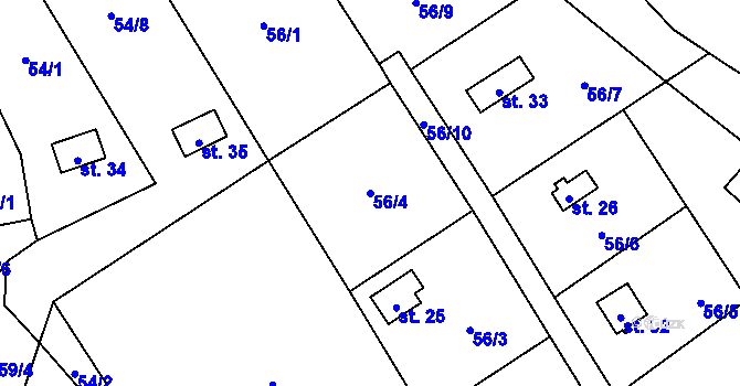 Parcela st. 56/4 v KÚ Kotoučov, Katastrální mapa