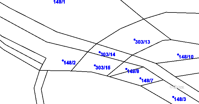 Parcela st. 303/14 v KÚ Kotoučov, Katastrální mapa