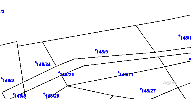 Parcela st. 148/9 v KÚ Prostřední Ves, Katastrální mapa