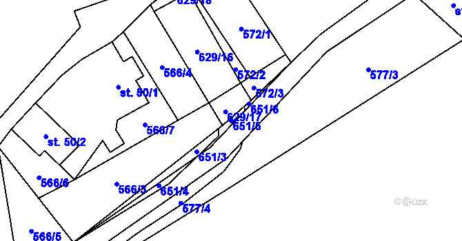 Parcela st. 651/5 v KÚ Prostřední Ves, Katastrální mapa