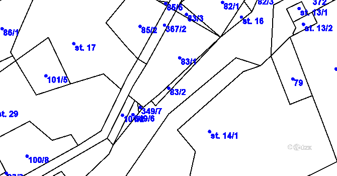 Parcela st. 83/2 v KÚ Řeplice, Katastrální mapa
