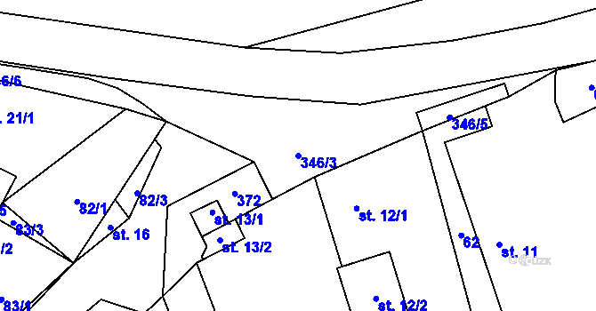 Parcela st. 346/3 v KÚ Řeplice, Katastrální mapa