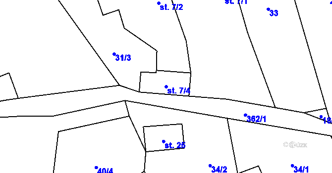 Parcela st. 7/4 v KÚ Řeplice, Katastrální mapa