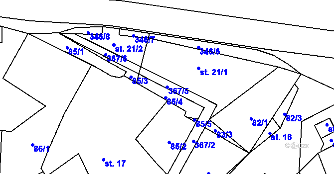 Parcela st. 367/5 v KÚ Řeplice, Katastrální mapa