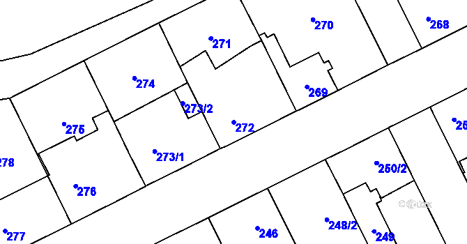 Parcela st. 272 v KÚ Lázně Bohdaneč, Katastrální mapa