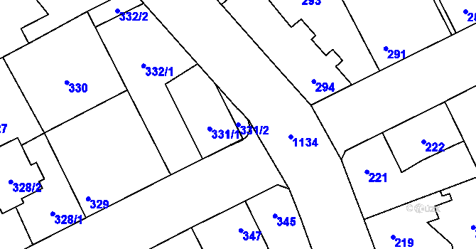 Parcela st. 331/2 v KÚ Lázně Bohdaneč, Katastrální mapa