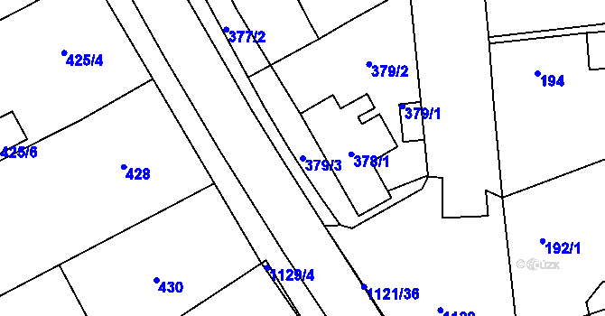 Parcela st. 379/3 v KÚ Lázně Bohdaneč, Katastrální mapa