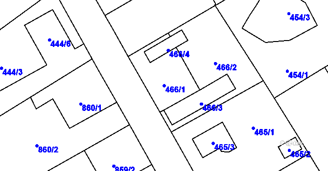 Parcela st. 466/1 v KÚ Lázně Bohdaneč, Katastrální mapa