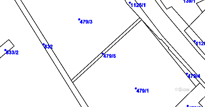 Parcela st. 479/5 v KÚ Lázně Bohdaneč, Katastrální mapa