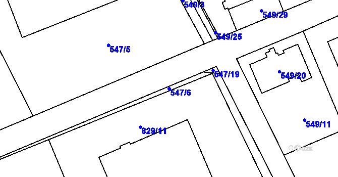Parcela st. 547/6 v KÚ Lázně Bohdaneč, Katastrální mapa