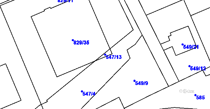 Parcela st. 547/13 v KÚ Lázně Bohdaneč, Katastrální mapa