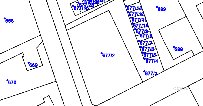 Parcela st. 677/2 v KÚ Lázně Bohdaneč, Katastrální mapa