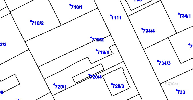 Parcela st. 719/1 v KÚ Lázně Bohdaneč, Katastrální mapa