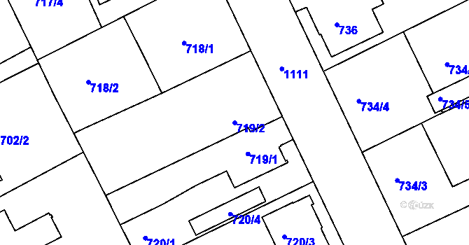 Parcela st. 719/2 v KÚ Lázně Bohdaneč, Katastrální mapa