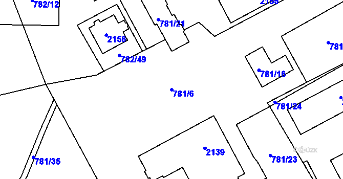 Parcela st. 781/6 v KÚ Lázně Bohdaneč, Katastrální mapa