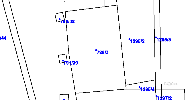 Parcela st. 788/3 v KÚ Lázně Bohdaneč, Katastrální mapa