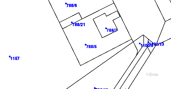 Parcela st. 788/5 v KÚ Lázně Bohdaneč, Katastrální mapa