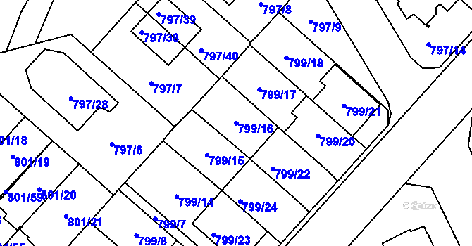 Parcela st. 799/16 v KÚ Lázně Bohdaneč, Katastrální mapa