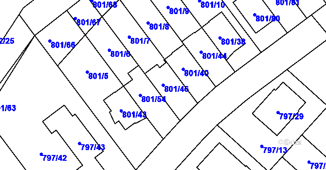 Parcela st. 801/46 v KÚ Lázně Bohdaneč, Katastrální mapa