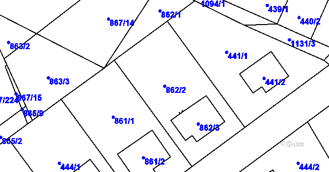 Parcela st. 862/2 v KÚ Lázně Bohdaneč, Katastrální mapa